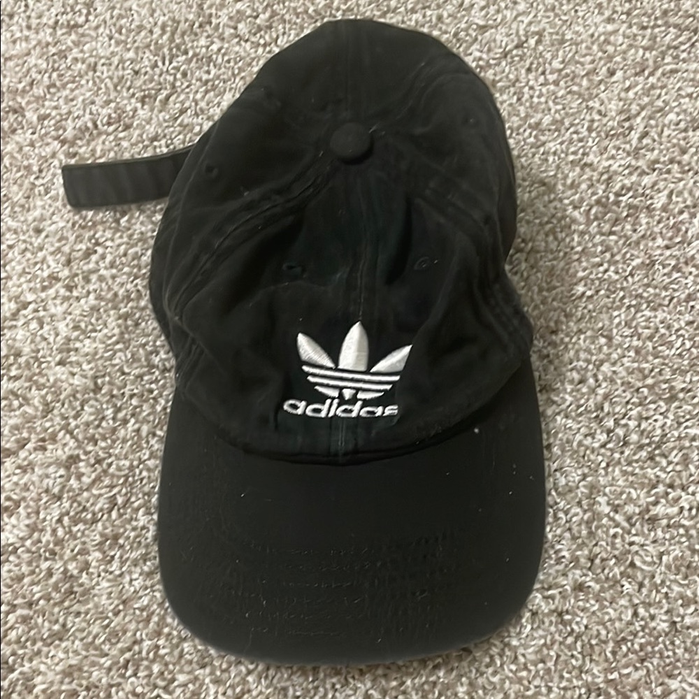 Adidas Black Baseball Cap with White Trefoil Logo